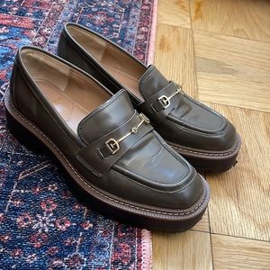 Sam Edelman Laurs Lug Sole Platform Loafers Olive Green